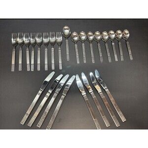 25 Pc Set DANIKA Flatware Stainless MSI Japan MCM Celtic Knot Vtg  Silverware
